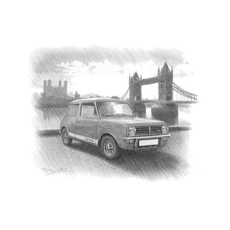 Mini Clubman 1275 GT Personalised Portrait in Black & White - RP1548BW