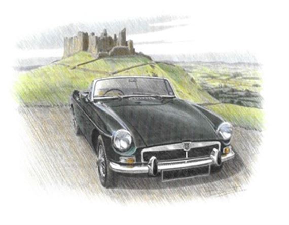 MGB Roadster with Honeycombe Grille Personalised Portrait in Colour - RP1624COL