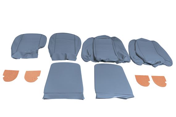Triumph TR6 Leather Faced Seat Cover Kit for 2 Seats - Shadow Blue - RR1038SBLUELEAT