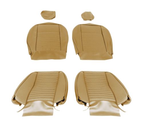 Triumph TR6 Leather Faced Seat Cover Kit and Head Rest Covers for 2 Seats - Biscuit - RR1049BISCUITLEATH