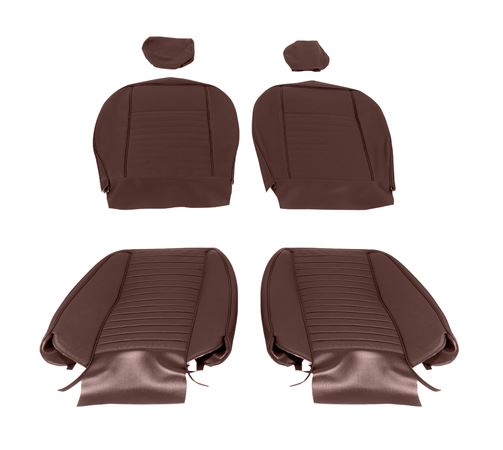 Triumph TR6 Leather Faced Seat Cover Kit and Head Rest Covers for 2 Seats - Chestnut - RR1049CHESTNUTLE