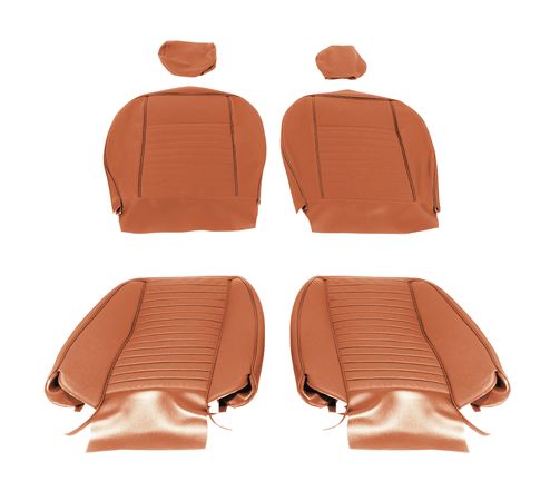 Triumph TR6 Leather Faced Seat Cover Kit and Head Rest Covers for 2 Seats - New Tan - RR1049NTANLEATH
