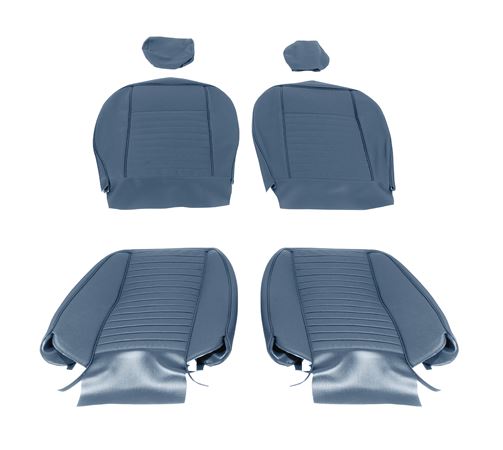 Triumph TR6 Leather Faced Seat Cover Kit and Head Rest Covers for 2 Seats - Shadow Blue - RR1049SBLUELEAT