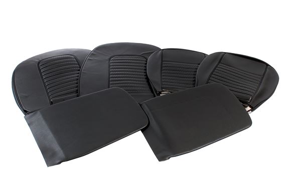 Triumph TR6 Leather Faced Seat Cover Kit for 2 Seats - Black - RR1215BLACKLEATH