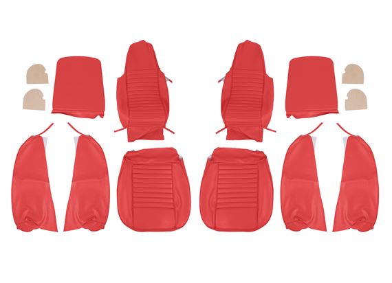 Triumph TR6 Vinyl Seat Cover Kit for 2 Seats and Head Rests - Red - RR1217RED