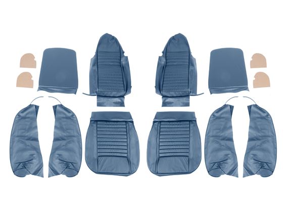 Triumph TR6 Leather Faced Seat Cover Kit for 2 Seats and Head Rests - Shadow Blue - RR1217SBLUELEAT