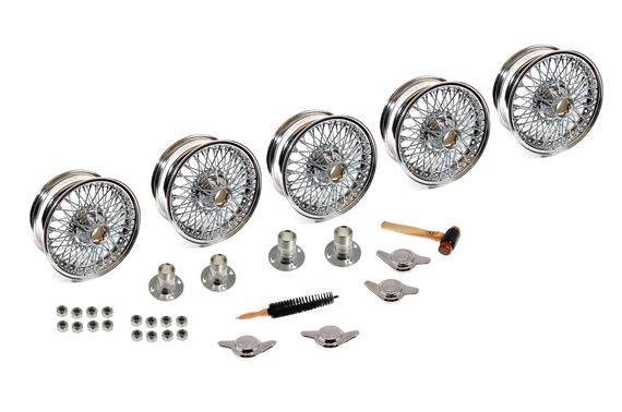 Wire Wheel Conversion Kit 5.5 x 14&quot; (MWS Centre Lock Tubeless Chrome Wheels) 2 Eared Spinners - RS1087C