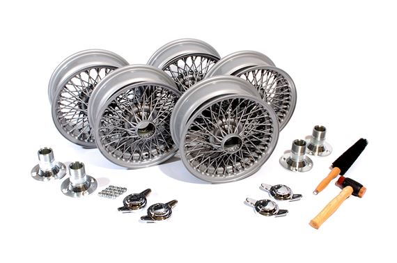 Wire Wheel Conversion Kit 5.5 x 14&quot; (MWS Centre Lock Tubeless Silver Painted Wheels) 2 Eared Spinners - RS1087P