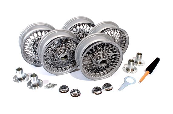 Wire Wheel Conversion Kit 5.5 x 14&quot; (MWS Centre Lock Tubeless Silver Painted Wheels) Octagonal Spinners - RS1087PEC
