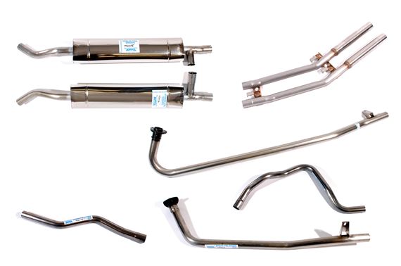 Stainless Steel Exhaust System - Manual with J Type Overdrive - Small Bore Tail Pipes - RS1497