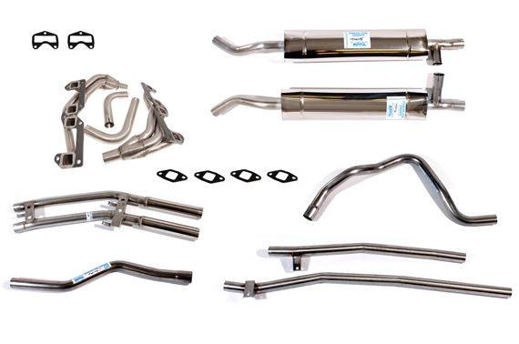 Stainless Steel Sports Exhaust System Triumph V8 - Type 35 Auto - Manual and A Type Overdrive - Small Bore Tail Pipes - RS1604