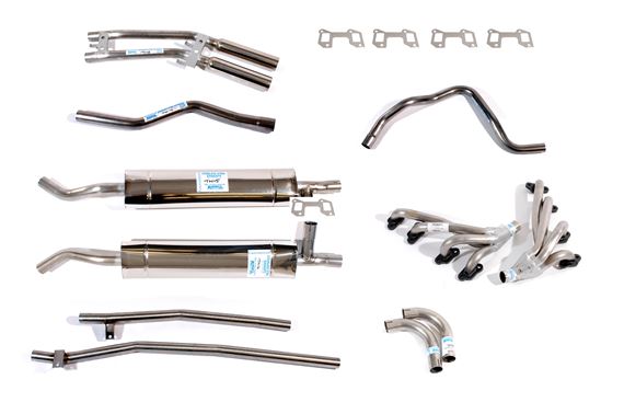 Stainless Steel Sports Exhaust System Rover V8 - Type 35 Auto - Manual and A Type Overdrive - Large Bore Tail Pipes - RS1611