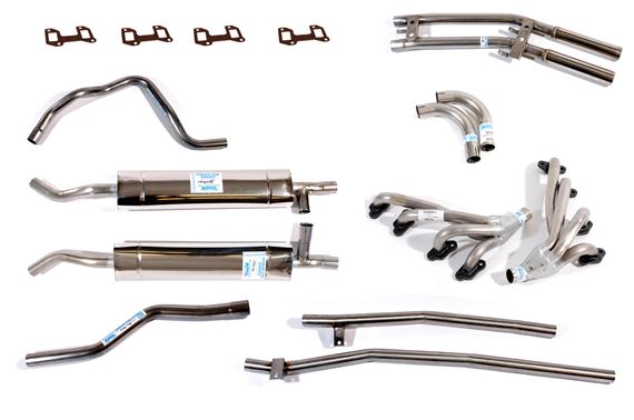Stainless Steel Sports Exhaust System Rover V8 - Manual with J Type Overdrive - Small Bore Tail Pipes - RS1612