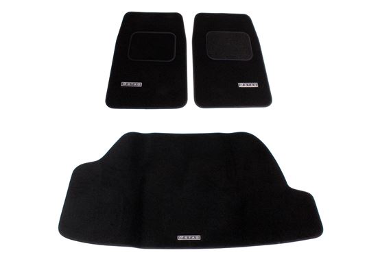Triumph Stag Front Footwell Overmats - Pair - and Boot Floor Mat Set - Black - RHD & LHD - RS2031
