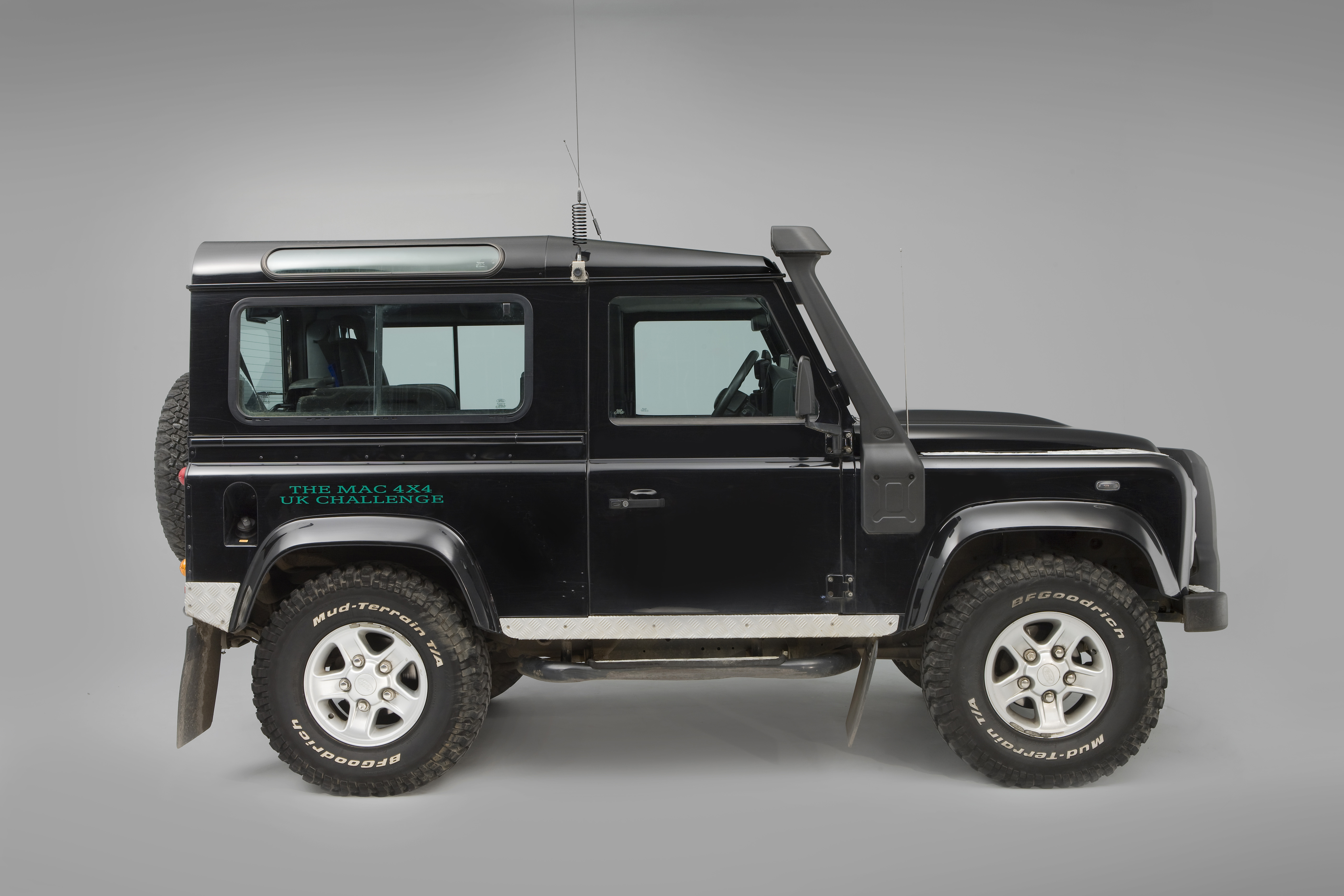 black land rover defender