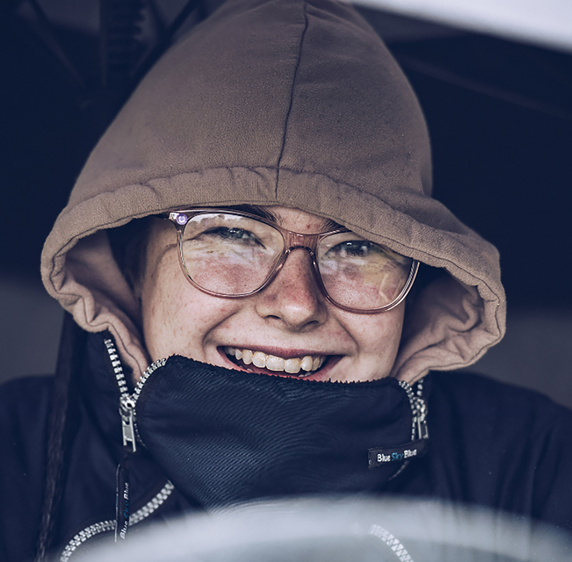 A photo of Millie Hutton behind the wheel