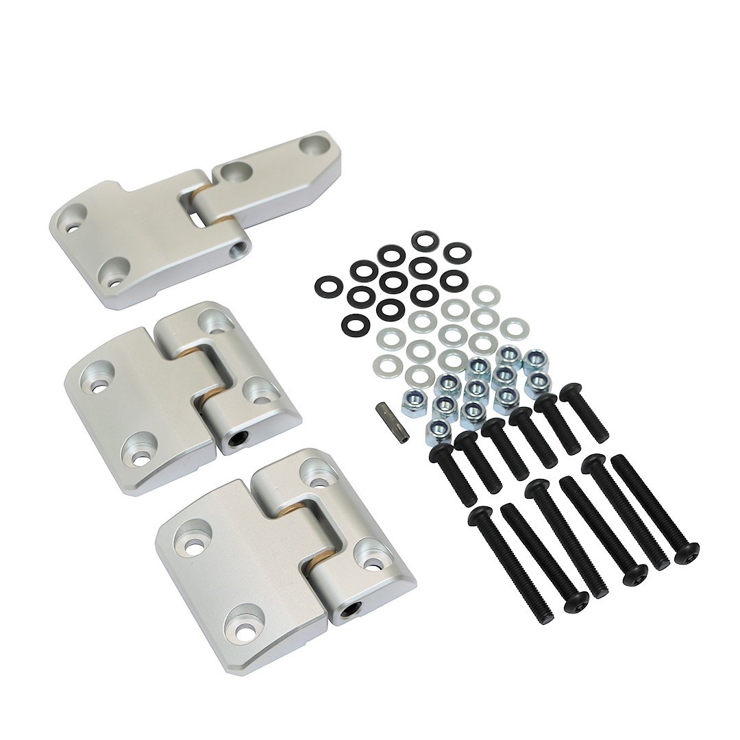 Defender Billet Aluminium Rear Full Door Hinge Set Silver EXT014141 Exmoor Rimmer Bros