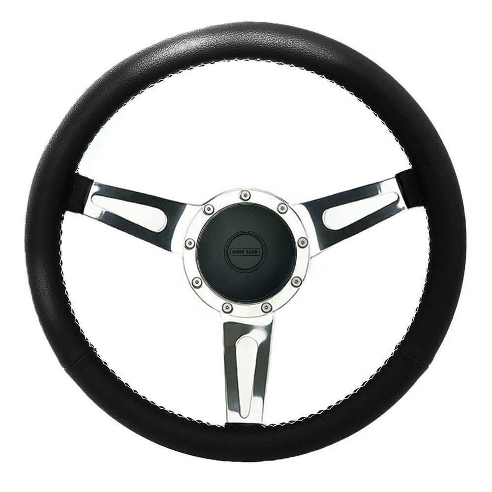 Steering Wheel Silver Spoked with 48 Spline Williams Black Leather ...