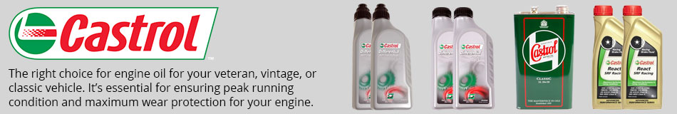 Castrol - The right choice for engine oil for your veteran, vintage, or classic vehicle. It's essential for ensuring peak running condition and maximum wear protection for your engine