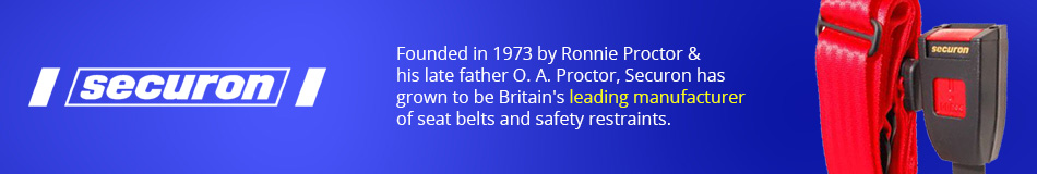 Securon - Founded in 1973 by Ronnie Proctor & his late father O. A. Proctor, Securon has grown to be Britain's leading manufacturer of seat belts and safety restraints.