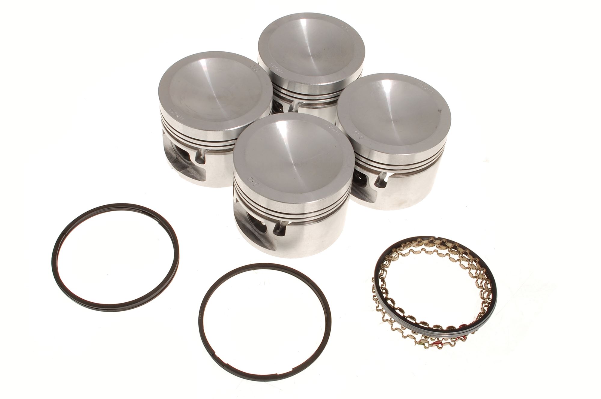 Piston Set (4) - Push Fit (3 Ring) Type - Low Compression - Oversize ...