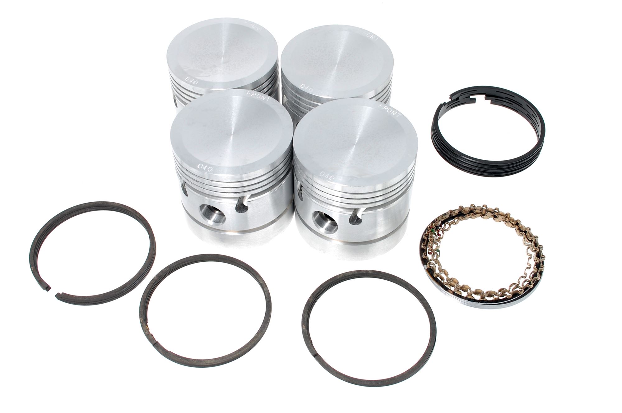 Piston Set (4) - Pinch Bolt (5 Ring) Type - Oversize +040 - 12H961040 ...