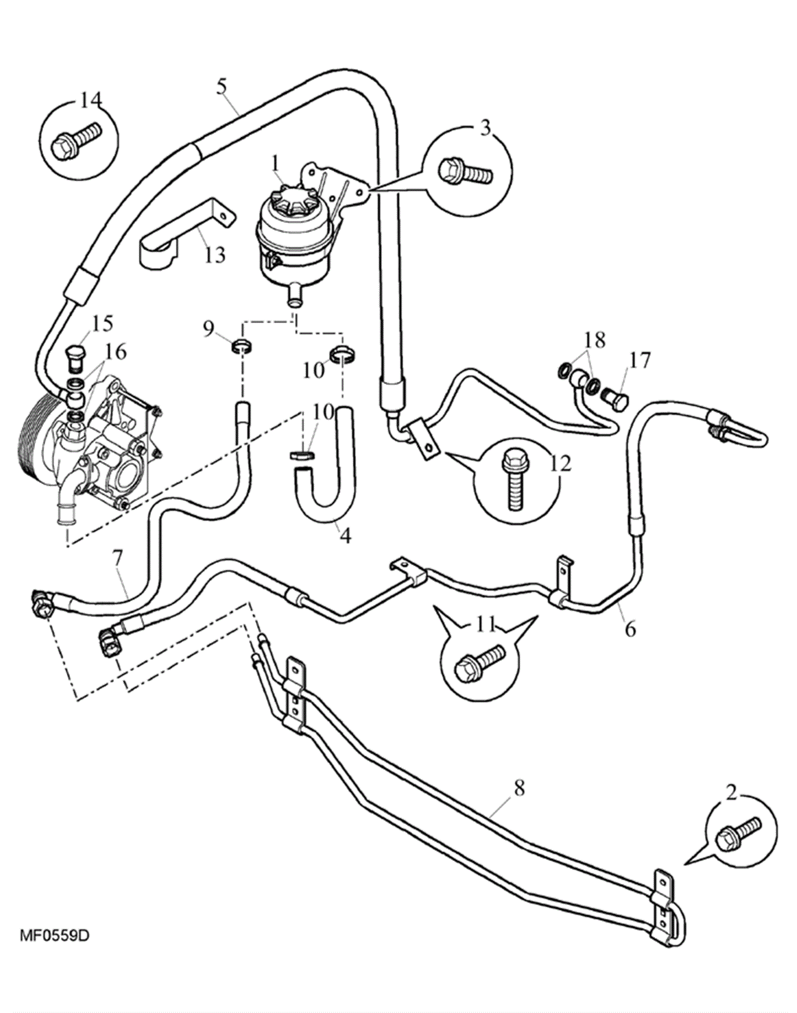 Power Steering Pipes, Hoses and Reservoir - 2000 Diesel