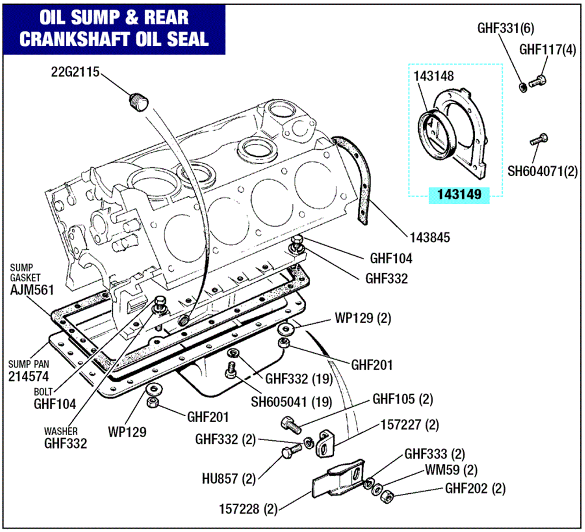 Triumph Stag Oil Sump Pan & Rear Crankshaft Oil Seal