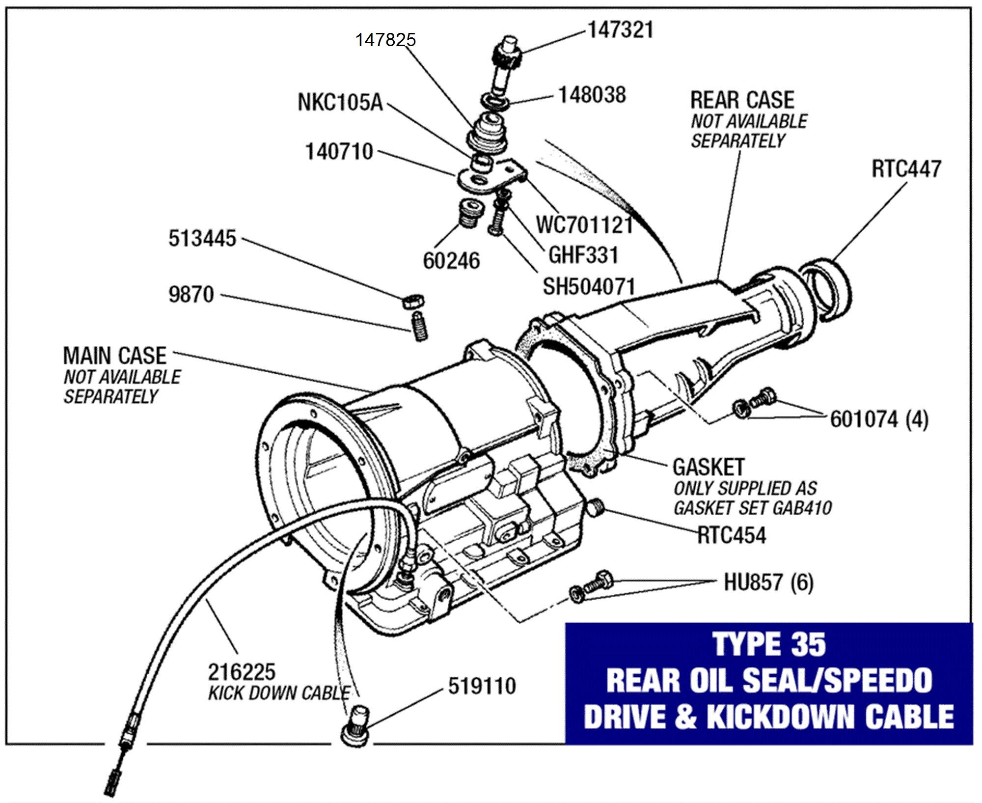 Rear Oil Seal Speedo Drive/Cable and Kick Down (Type 35)