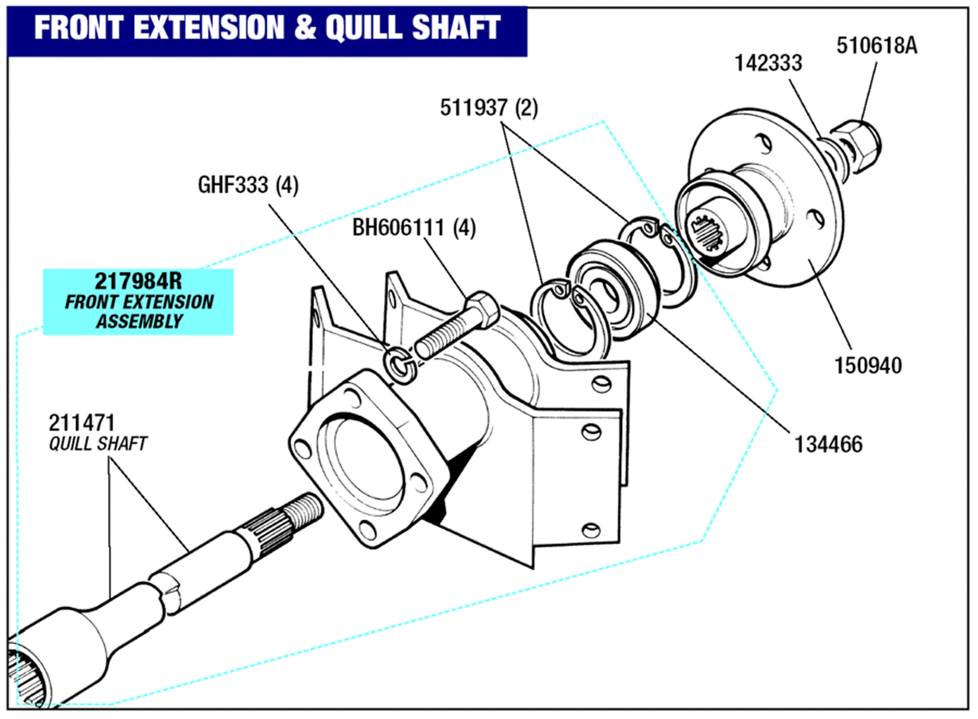 Triumph Stag Front Extension and Quill Shaft Rimmer Bros