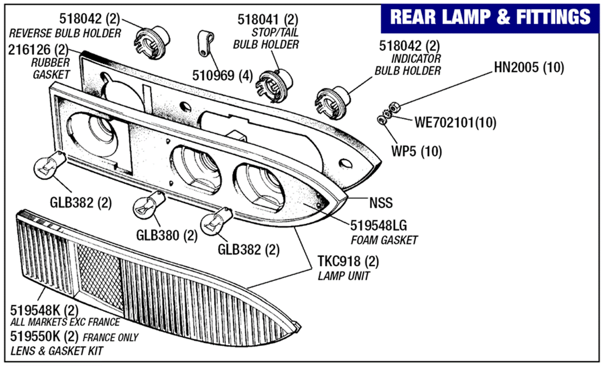 Triumph Stag Rear Lamps and Fittings Rimmer Bros