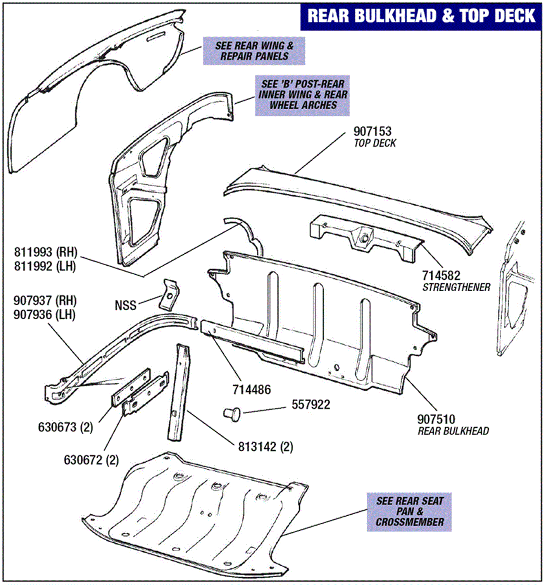 Triumph Stag Rear Bulkhead And Top Deck 