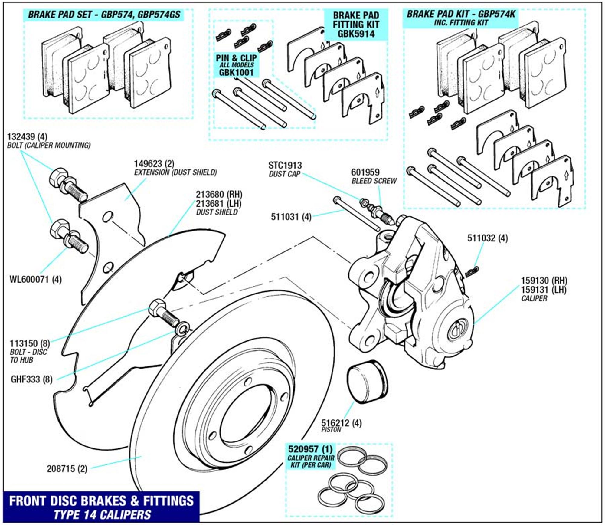 Triumph Herald Front Disc Brakes (Late) Type 14 Calipers