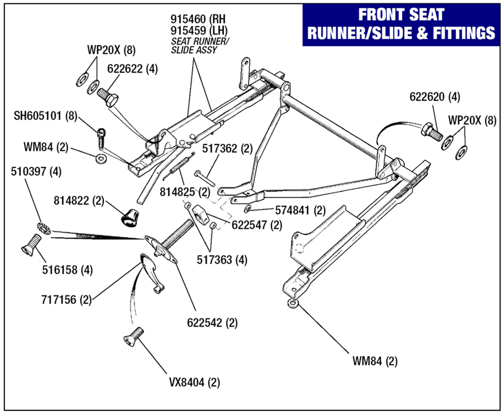 Front Seat Runner/Slide and Fittings (All Models)