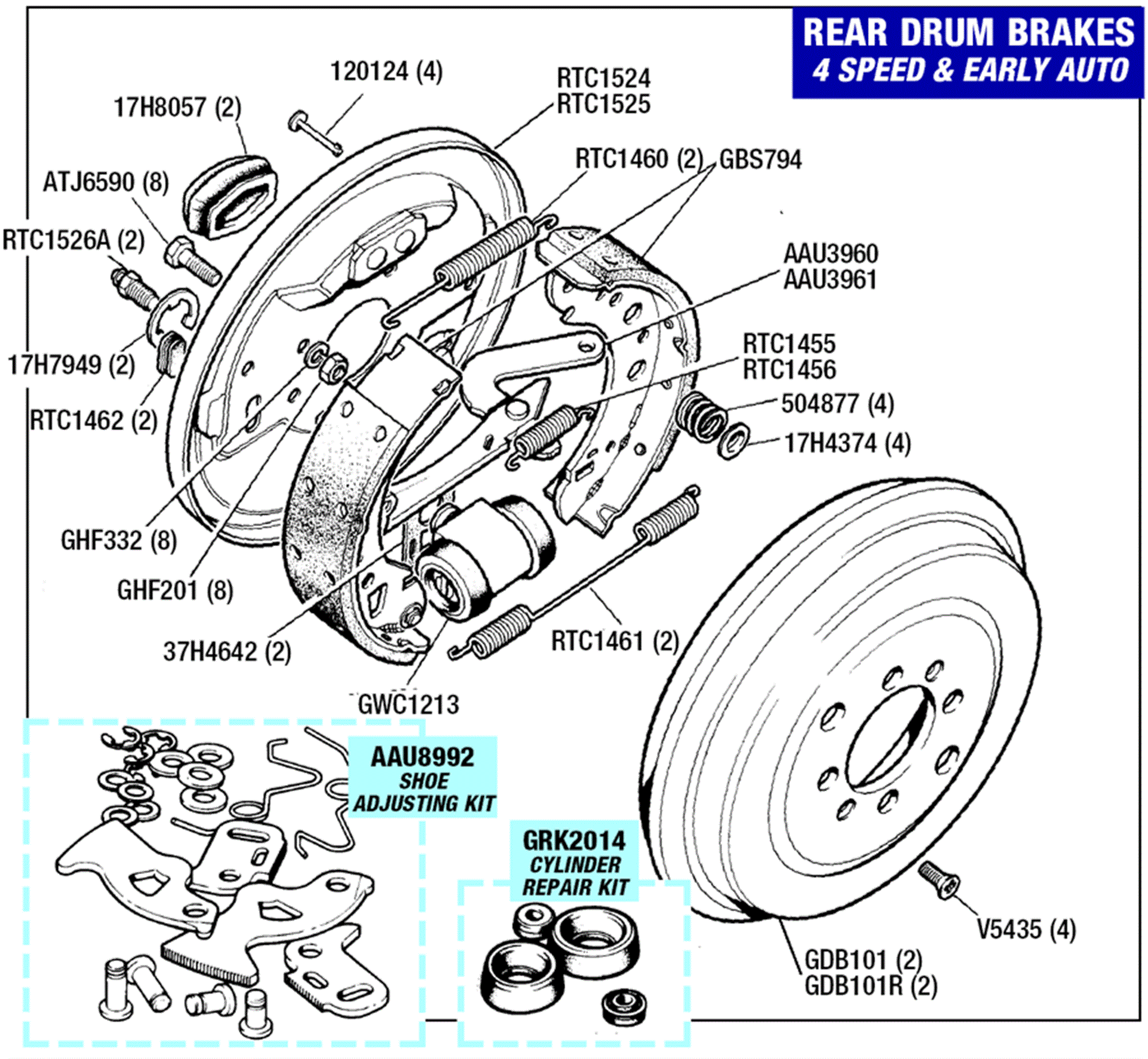 Triumph TR7 Rear Drum Brakes 4 Speed and Auto to VIN 402000