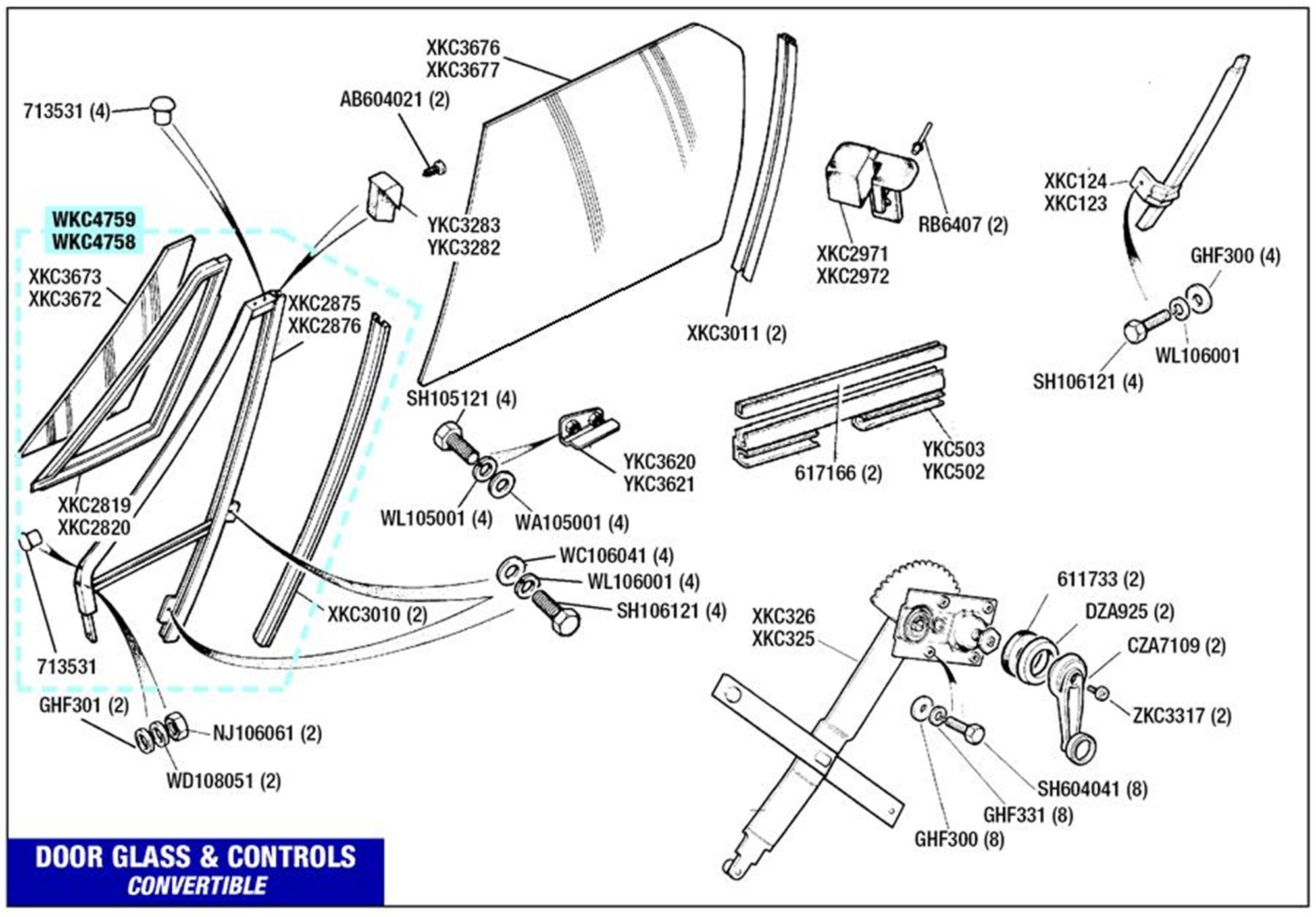 Triumph TR7 Door Glass and Controls - Convertible | Rimmer Bros