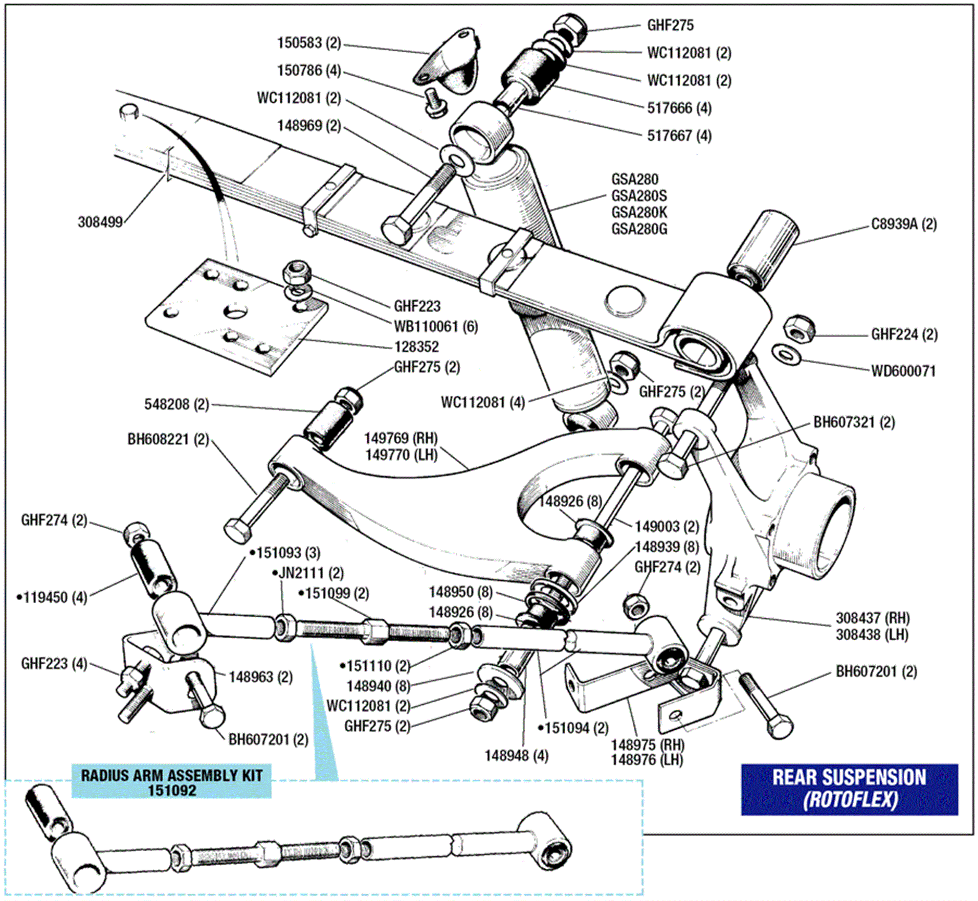 Triumph Gt6 Rear Road Spring & Fittings - Rotoflex