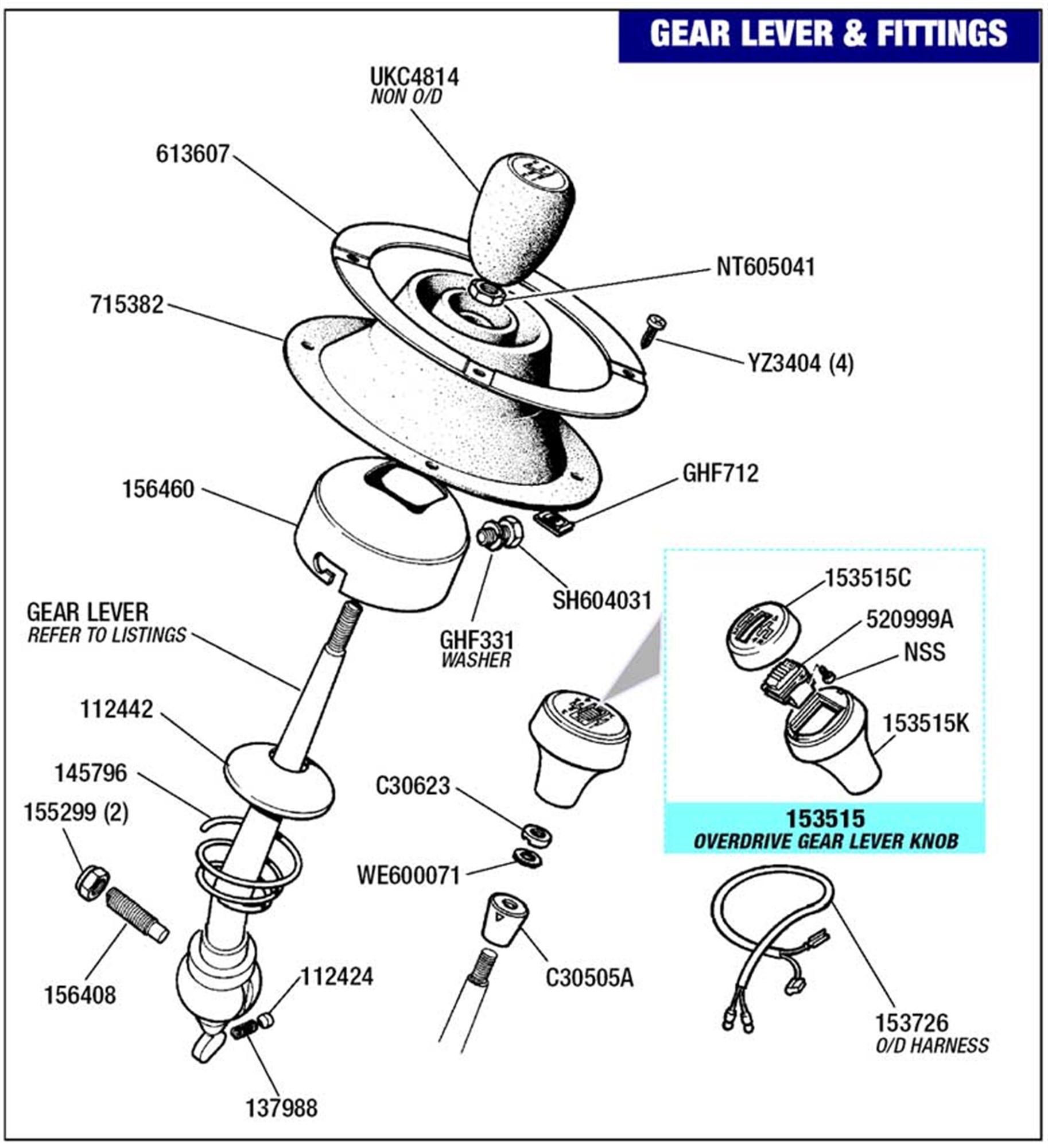 Triumph 2000/2500/2.5Pi Gear Lever Rimmer Bros