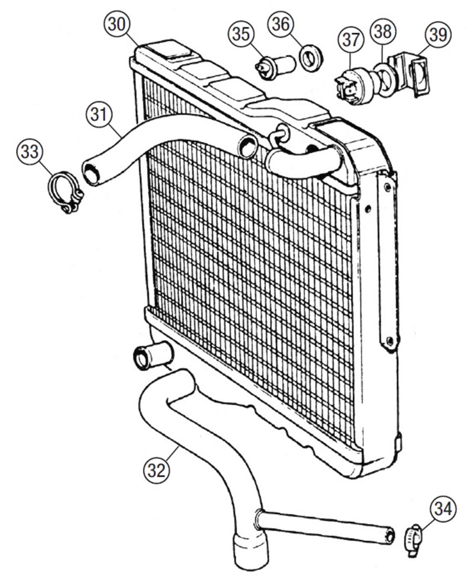 MGB Radiator & Hoses 4 Cylinder Models Sept 1976 On
