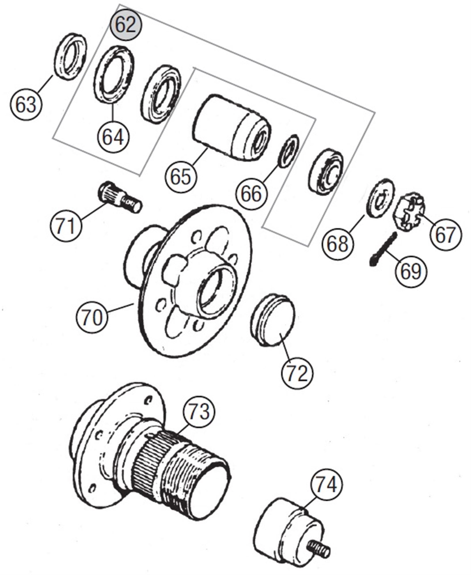 MGB Wheel Hubs & Bearings Front Rimmer Bros