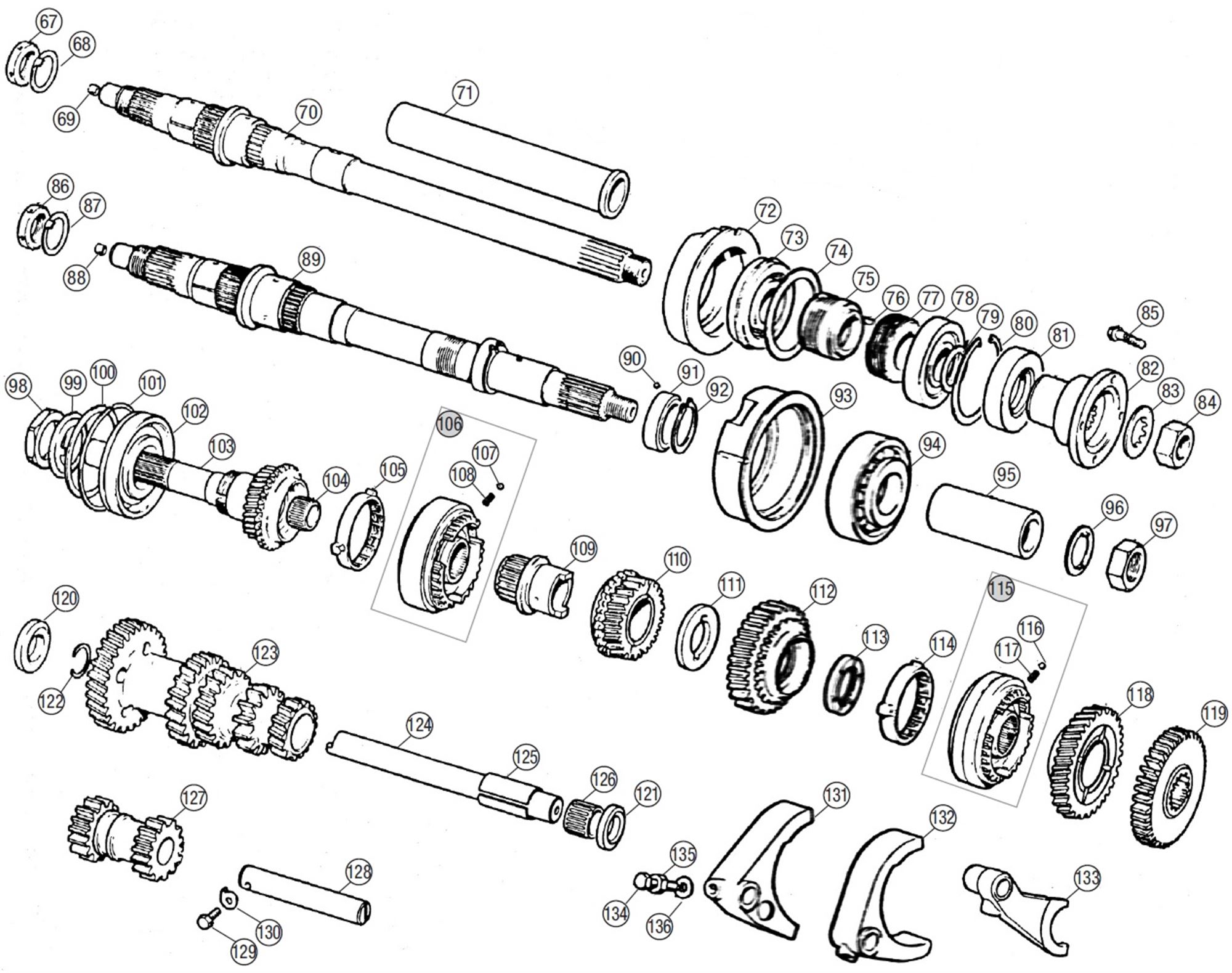 MGB Internal Gearbox Components - 4 Synchro | Rimmer Bros