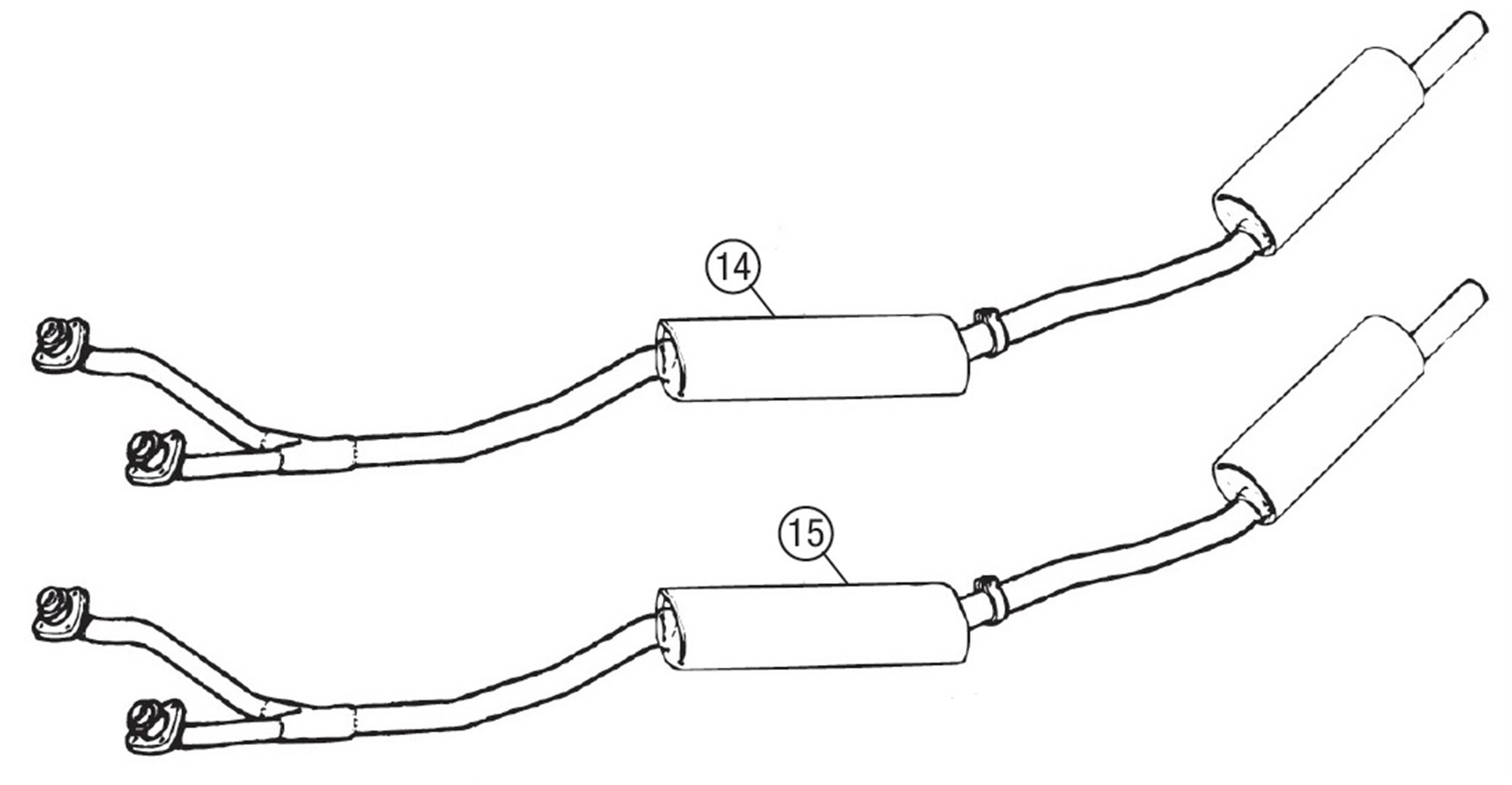 MGB Exhaust Systems Standard Mild Steel V8 Rimmer Bros