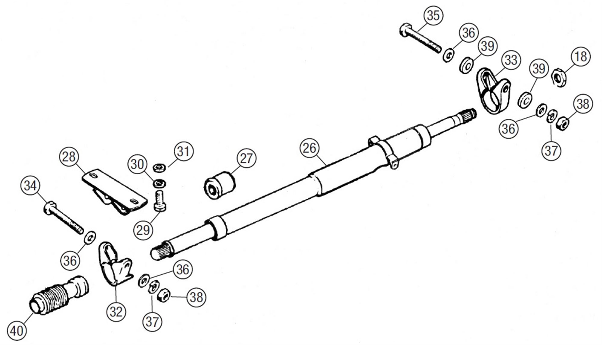 MGB Steering Column - Collapsible V8 Chrome Bumper Models