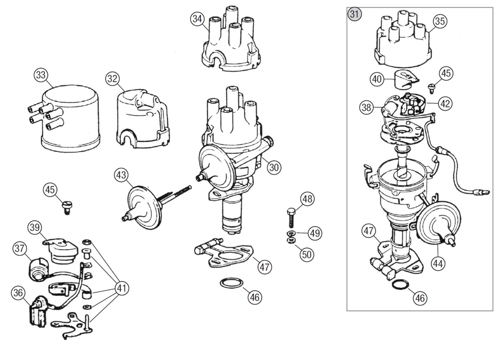 MGB Distributor 4 Cylinder Models Rimmer Bros