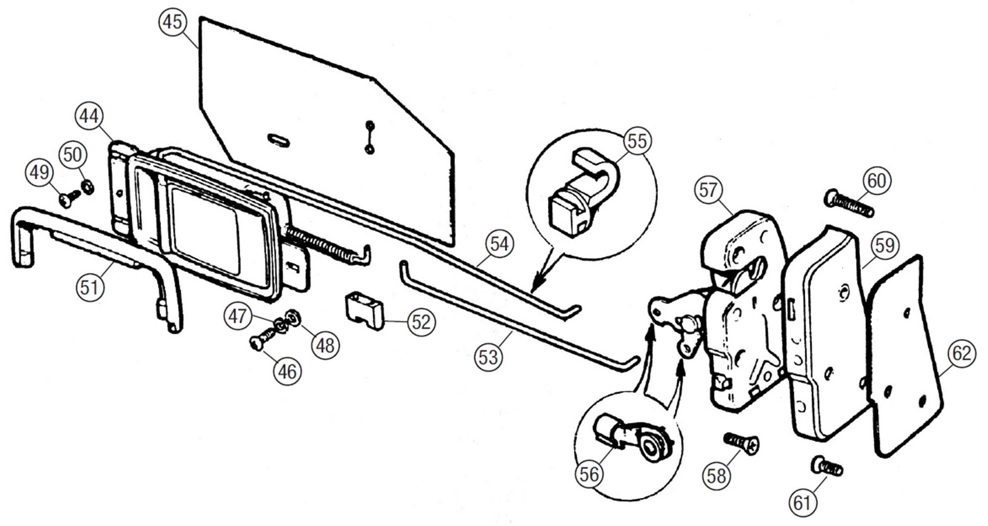 MGB Door Latches & Mechanisms Roadster & GT Models GHN4/5 & GHD4/5