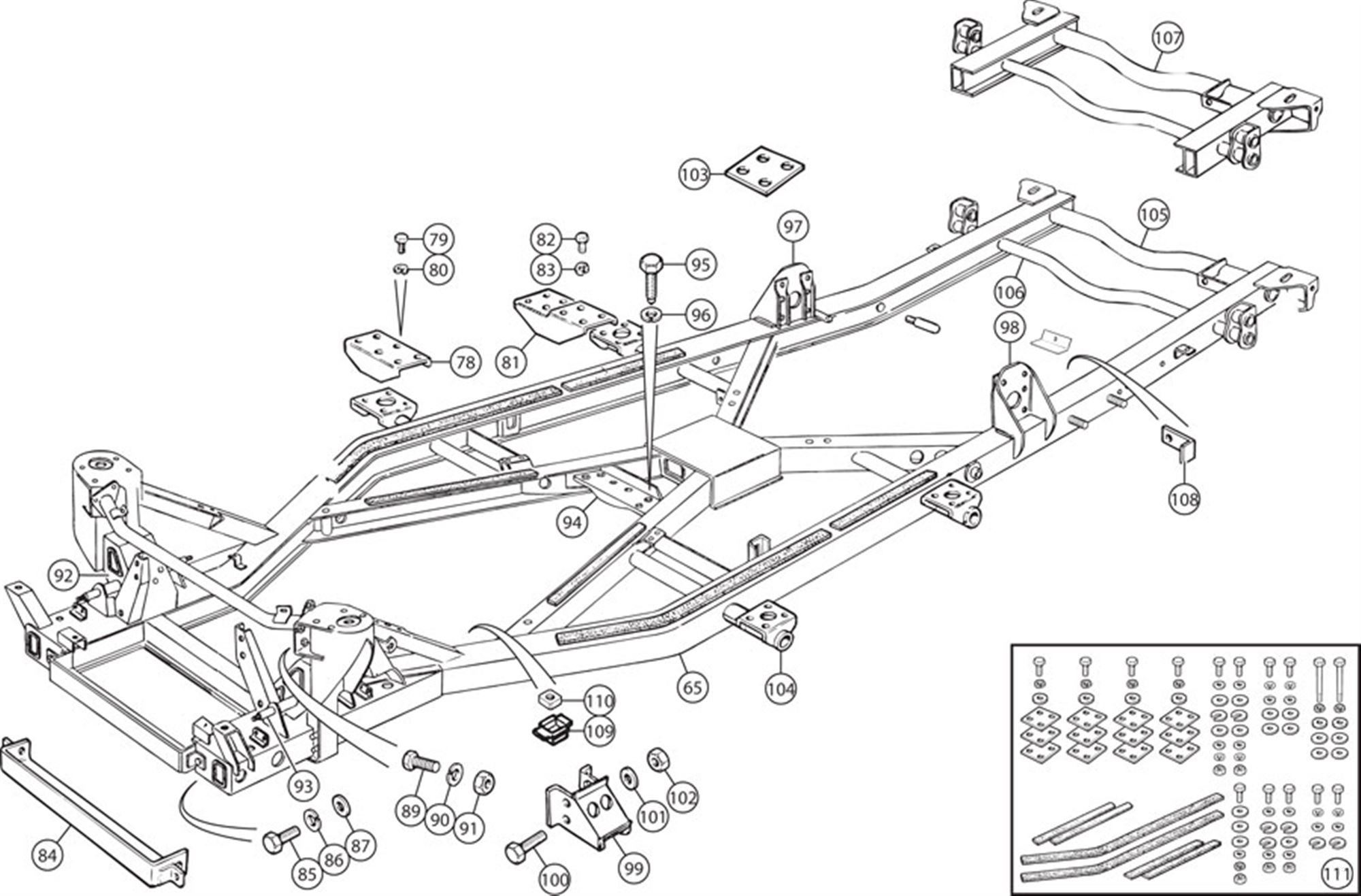 Triumph TR4 Chassis Repair Sections & Attachments