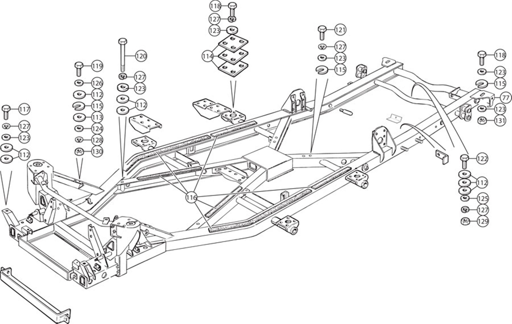 Triumph TR4 Chassis to Body Mountings | Rimmer Bros