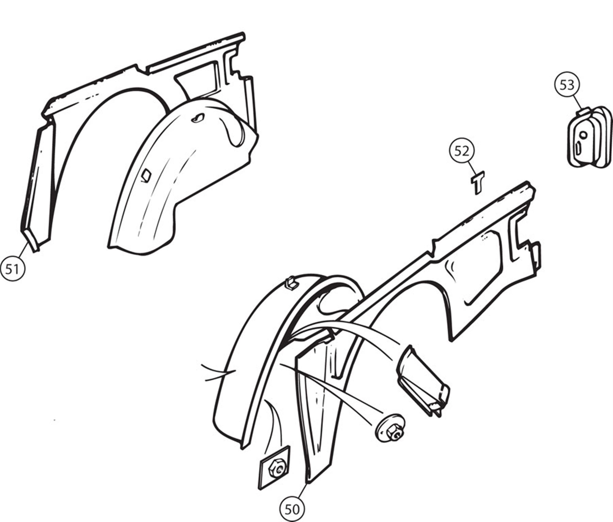 Tr4 Rear Wing Triumph TR4-250 Rear Wings - Inner | Rimmer Bros
