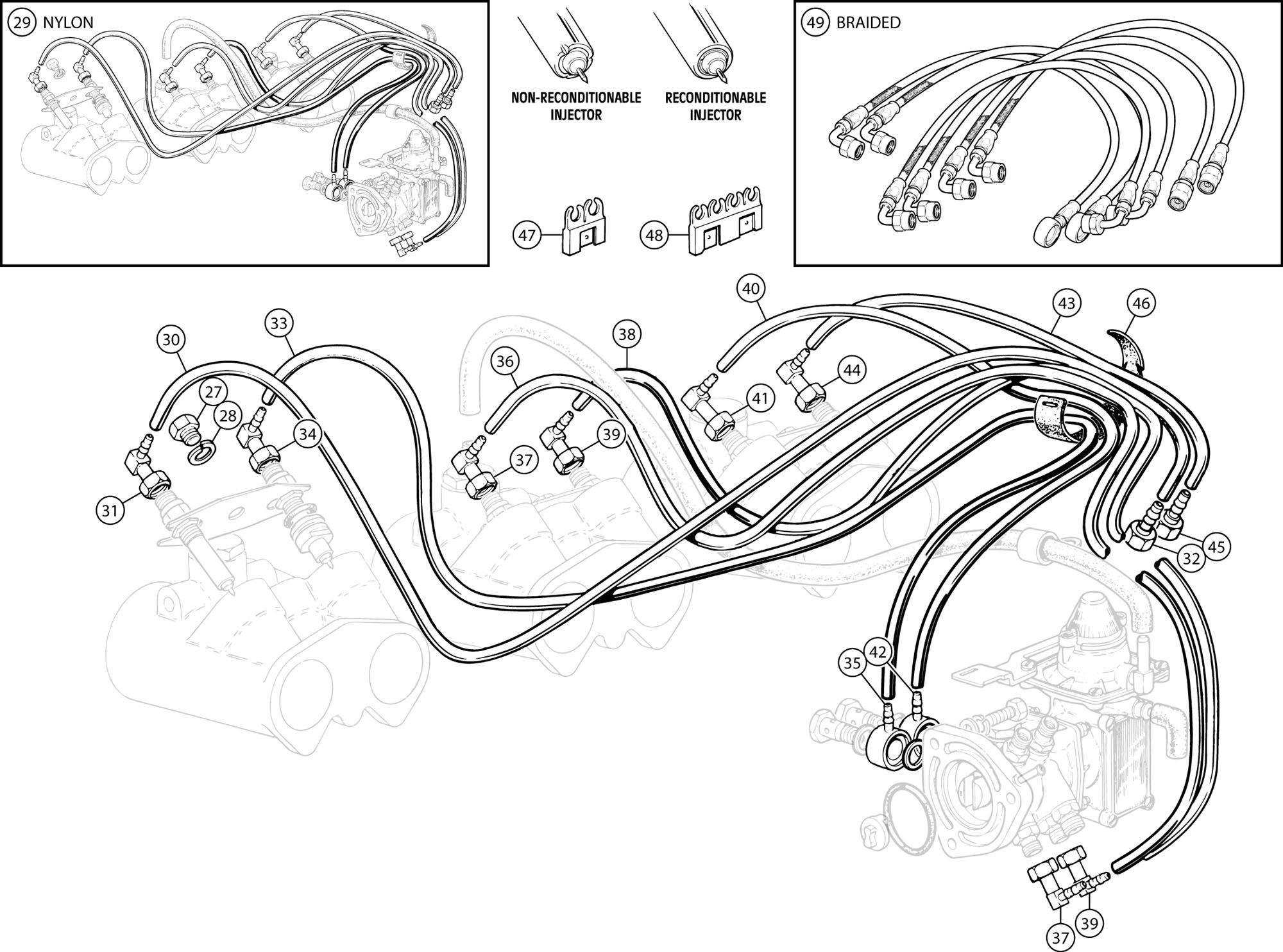 Triumph TR6 Injector Pipes Rimmer Bros