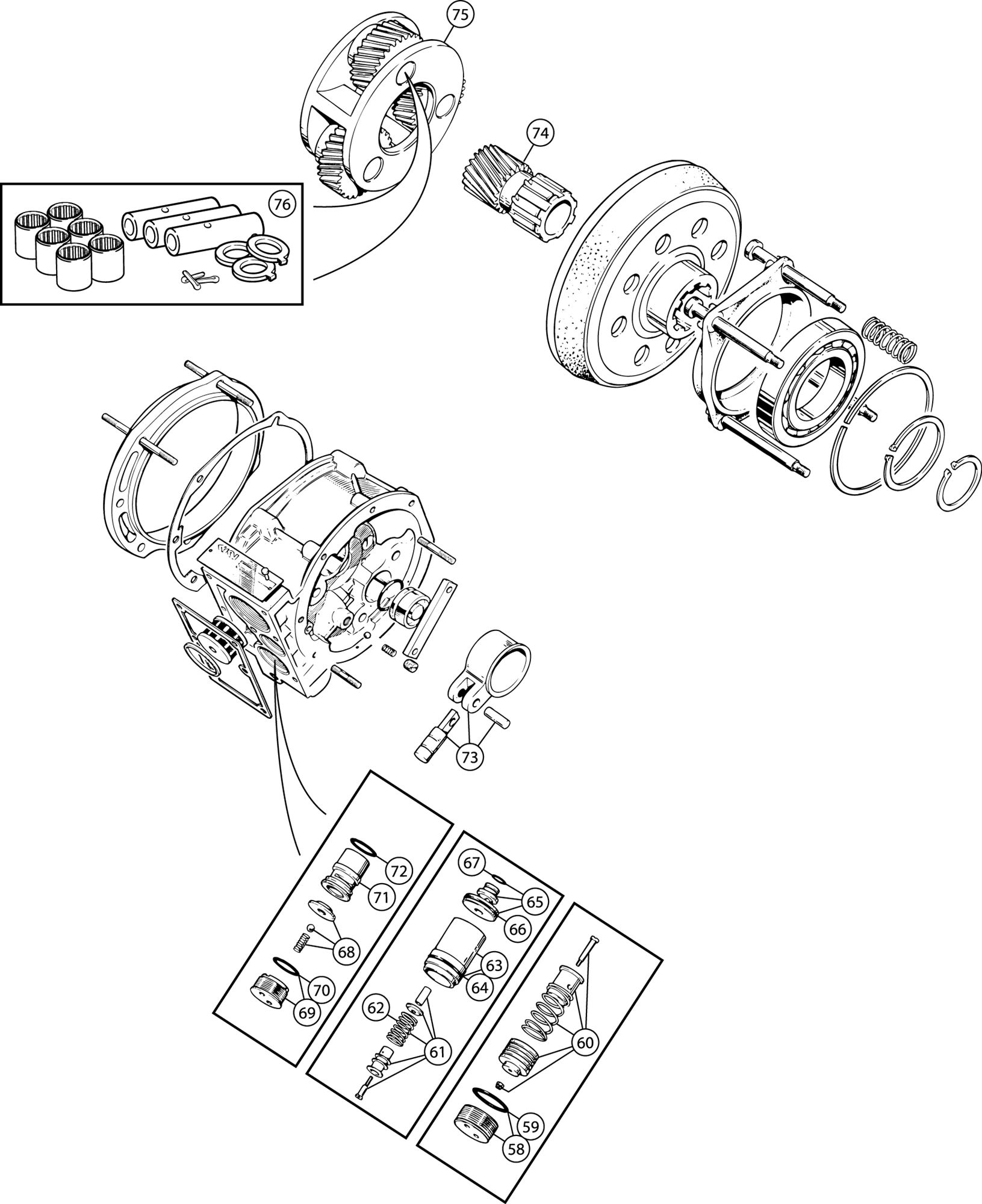 Triumph TR6 Dashpot, Relief Valve, Pump & Sunwheel